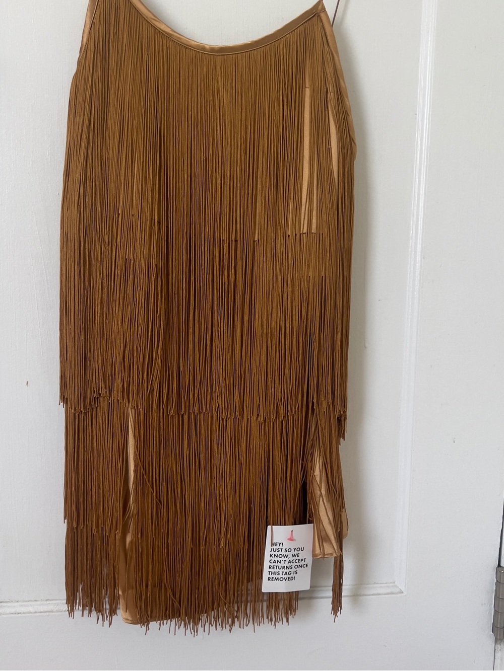 Hot!!! Gold Fringe Slip Dress - size 4 ASOS great costume idea! - Picture 5 of 7